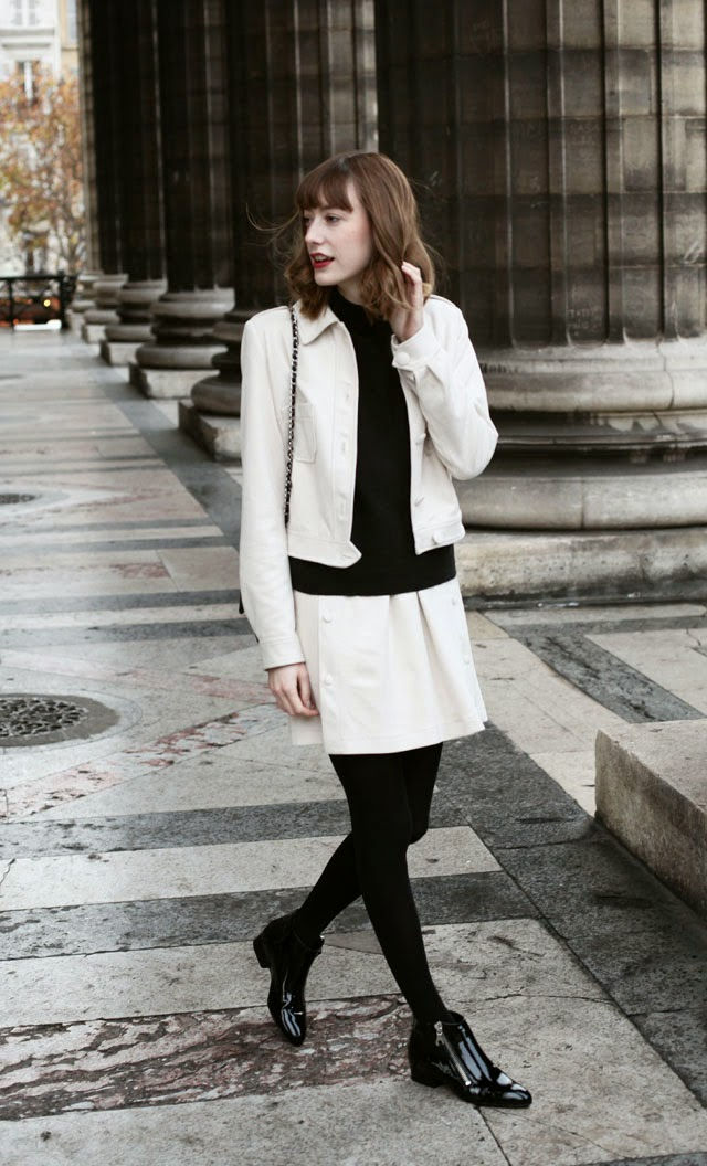 look, outfit, fashion, mode, bloggueuse, blogger, french, française, la petite française, le chic à la française, courrèges, eram, new look, turtle neck