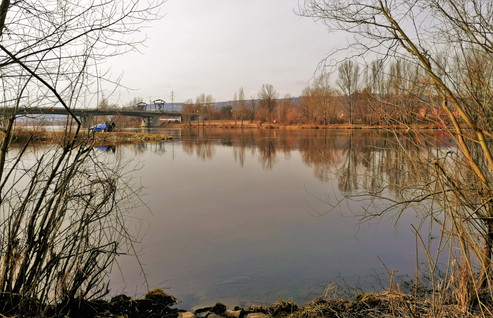 Soutok Berounky a Vltavy jak je vidět od PP Modřanské a komořanské tůně