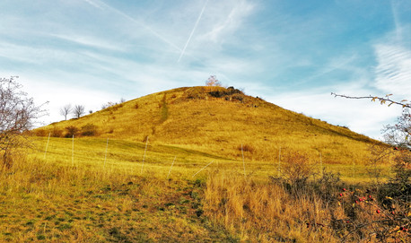 Vrch Kamýk je typickým kopcem Českého středohoří s kamennými výchozy