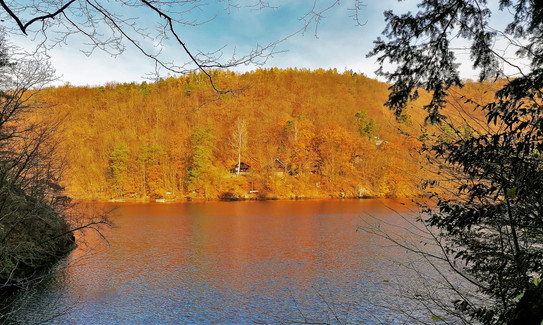 Pohled na hladinu Štěchovické nádrže z místa Na Fáberce