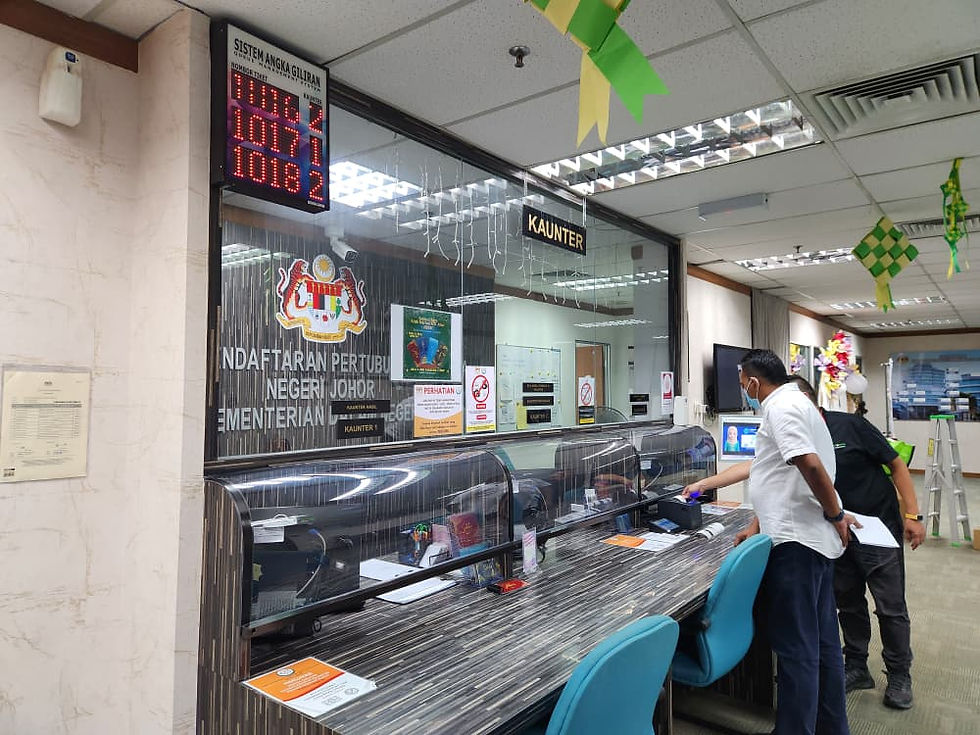 Custronics Queue Management System installation in Jabatan Pendaftaran Pertubuhan Malaysia Negeri Johor