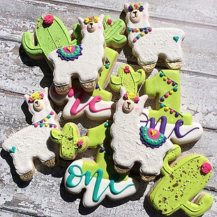 Llama and cactus themed cookies