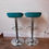 Thumbnail: Vintage Style White and Chrome Bar Table with Pair of Turquoise Bar Stools