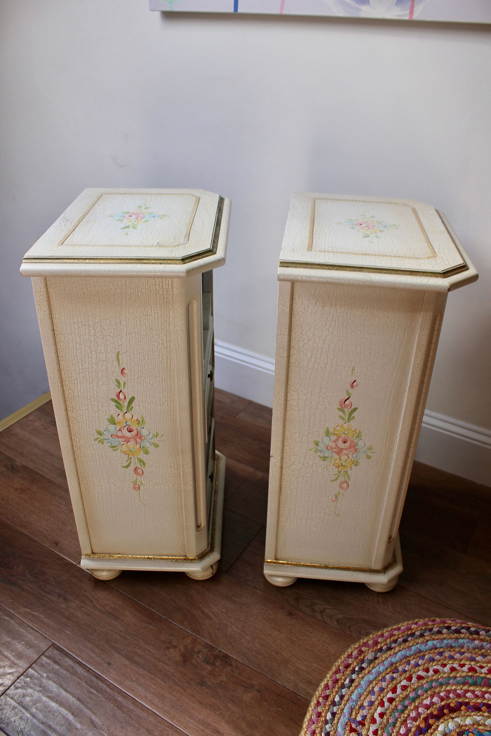 Thumbnail: A Pair of Vintage Hand-Painted Bedside Cabinets