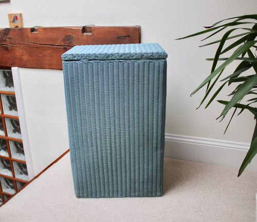Large Vintage Lloyd Loom Wicker Linen Laundry Basket