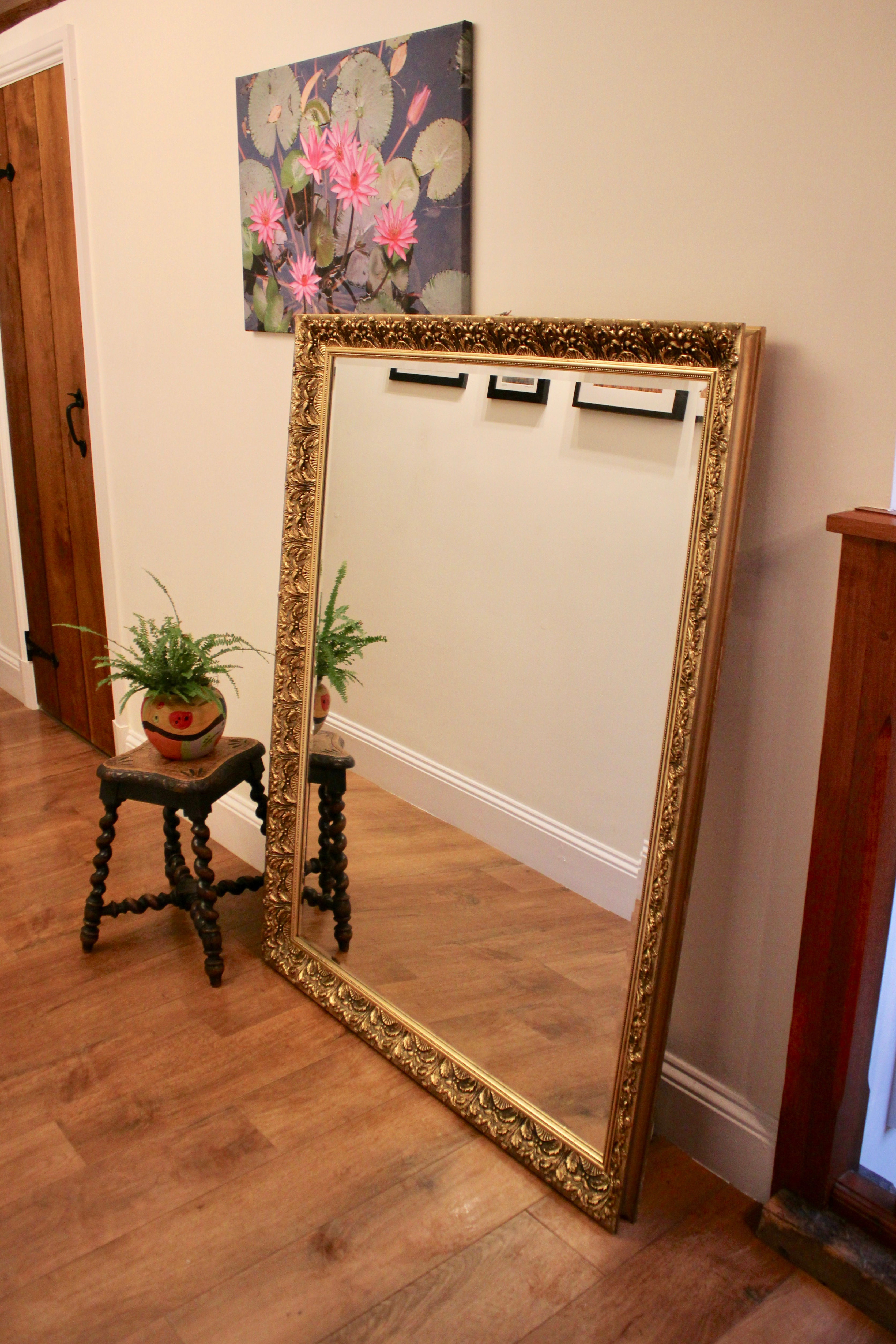 Large Ornate Gilt Over Mantel/Floor Mirror