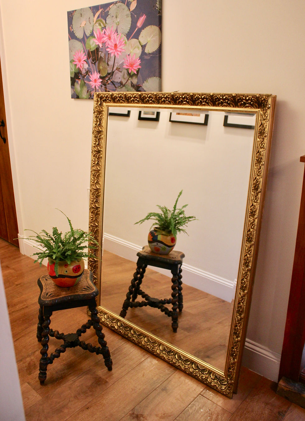 Thumbnail: Large Ornate Gilt Over Mantel/Floor Mirror