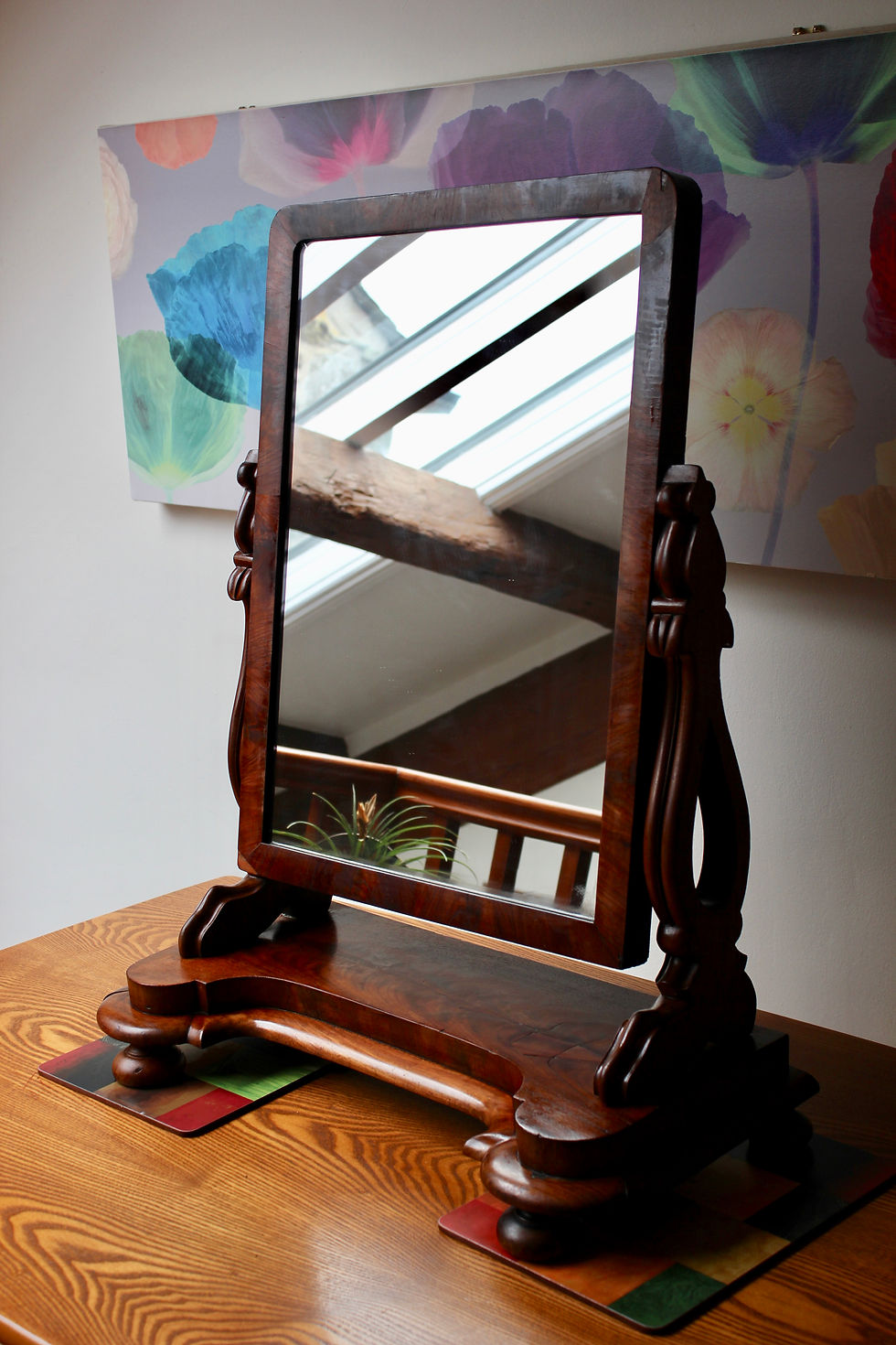 Thumbnail: Large Antique Victorian Mahogany Dressing Table Mirror