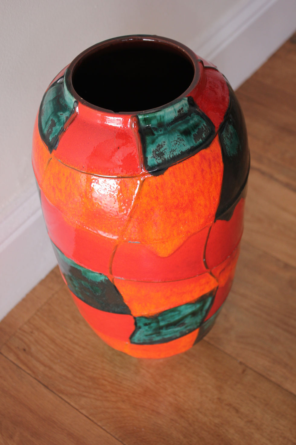 Thumbnail: Large Pottery Fat Lava Multi Colour West German Floor Vase made by Scheurich