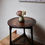 Thumbnail: Antique Oak Round Drop Leaf Revolving Side Lamp Table