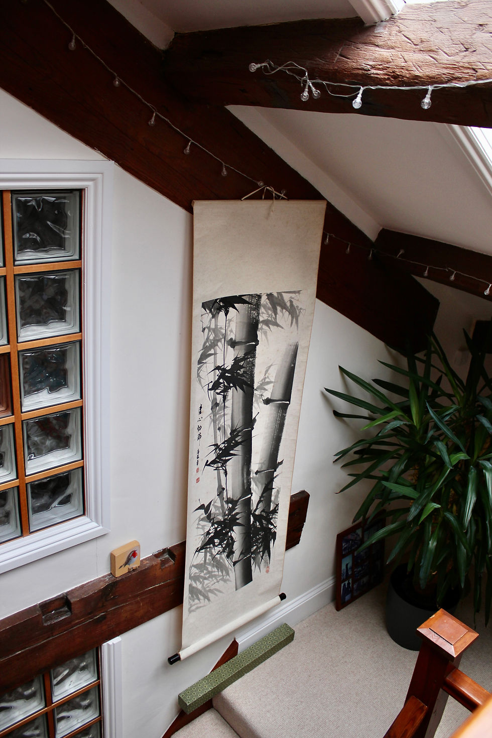 Thumbnail: Vintage Hand-Painted Chinese Hanging Scroll, Wall Hanging.