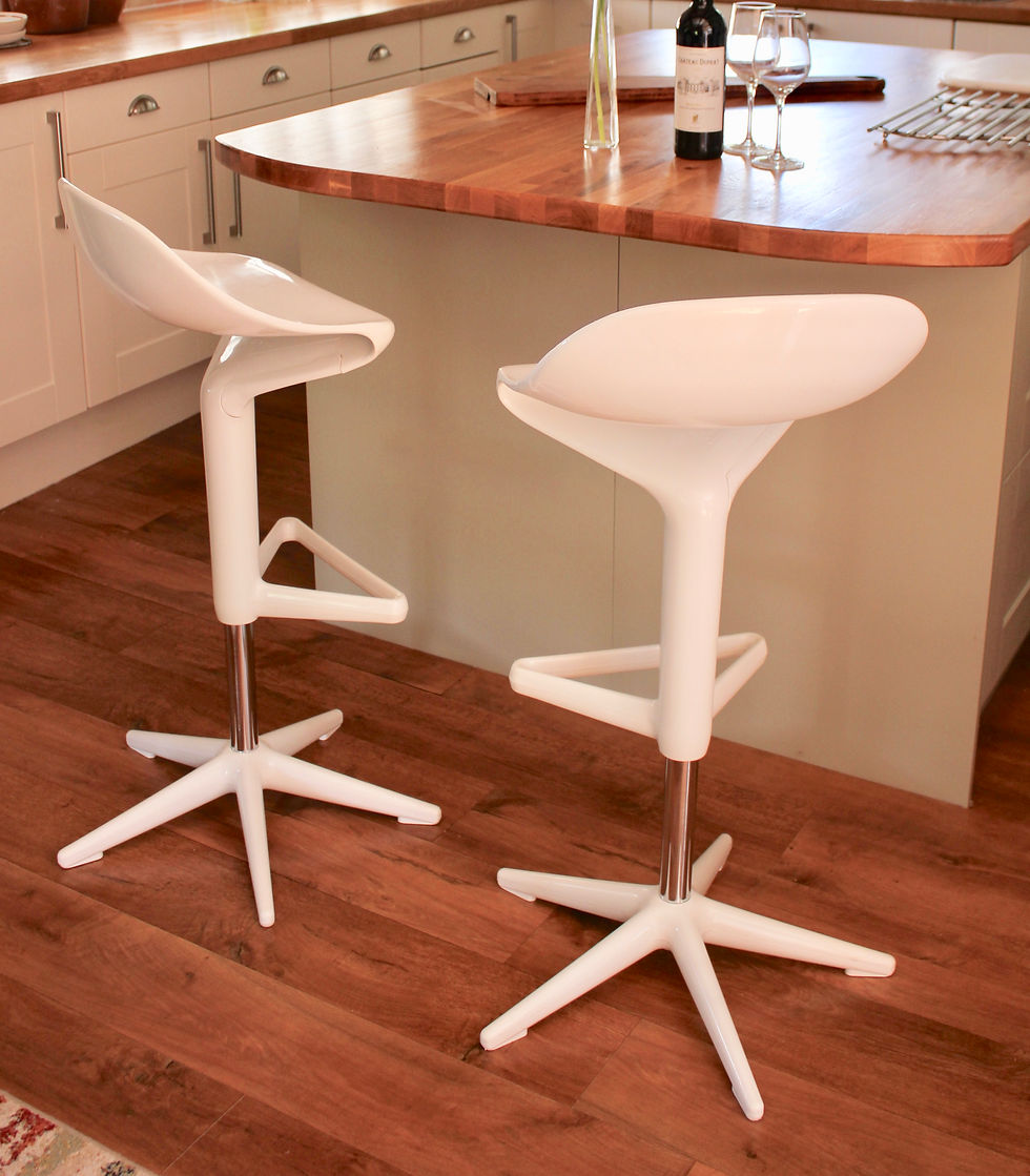 Thumbnail: Pair of Vintage Kartell White and Chrome Spoon Stools by A Citterio