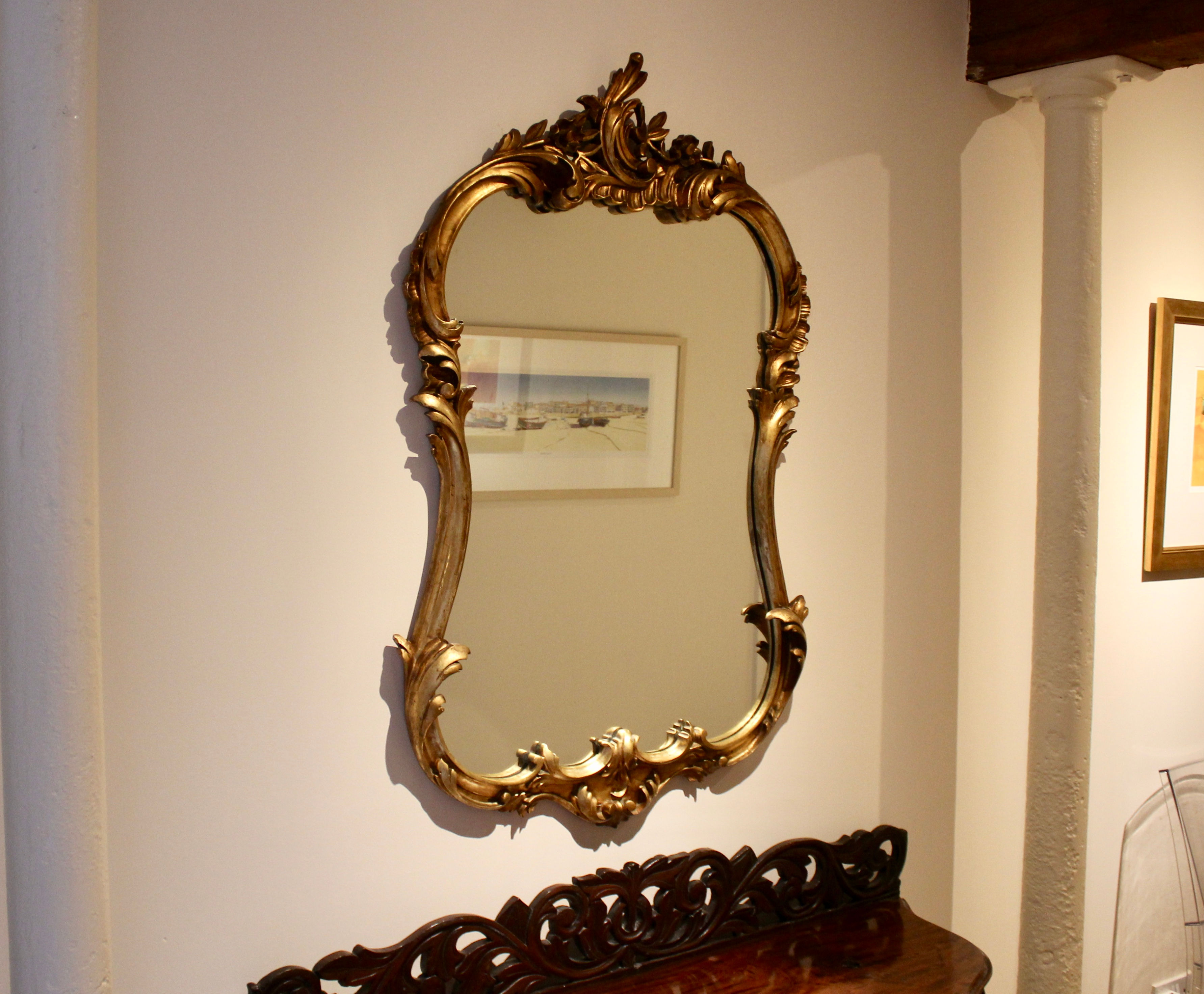 Ornate Large Gilt Framed Wall Mirror of Rococo Design
