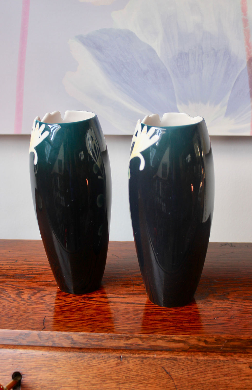 Thumbnail: A Pair of Porcelain Vases with Honeysuckle Design by Franz