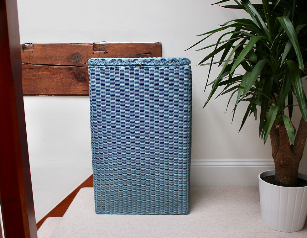 Thumbnail: Large Vintage Lloyd Loom Wicker Linen Laundry Basket