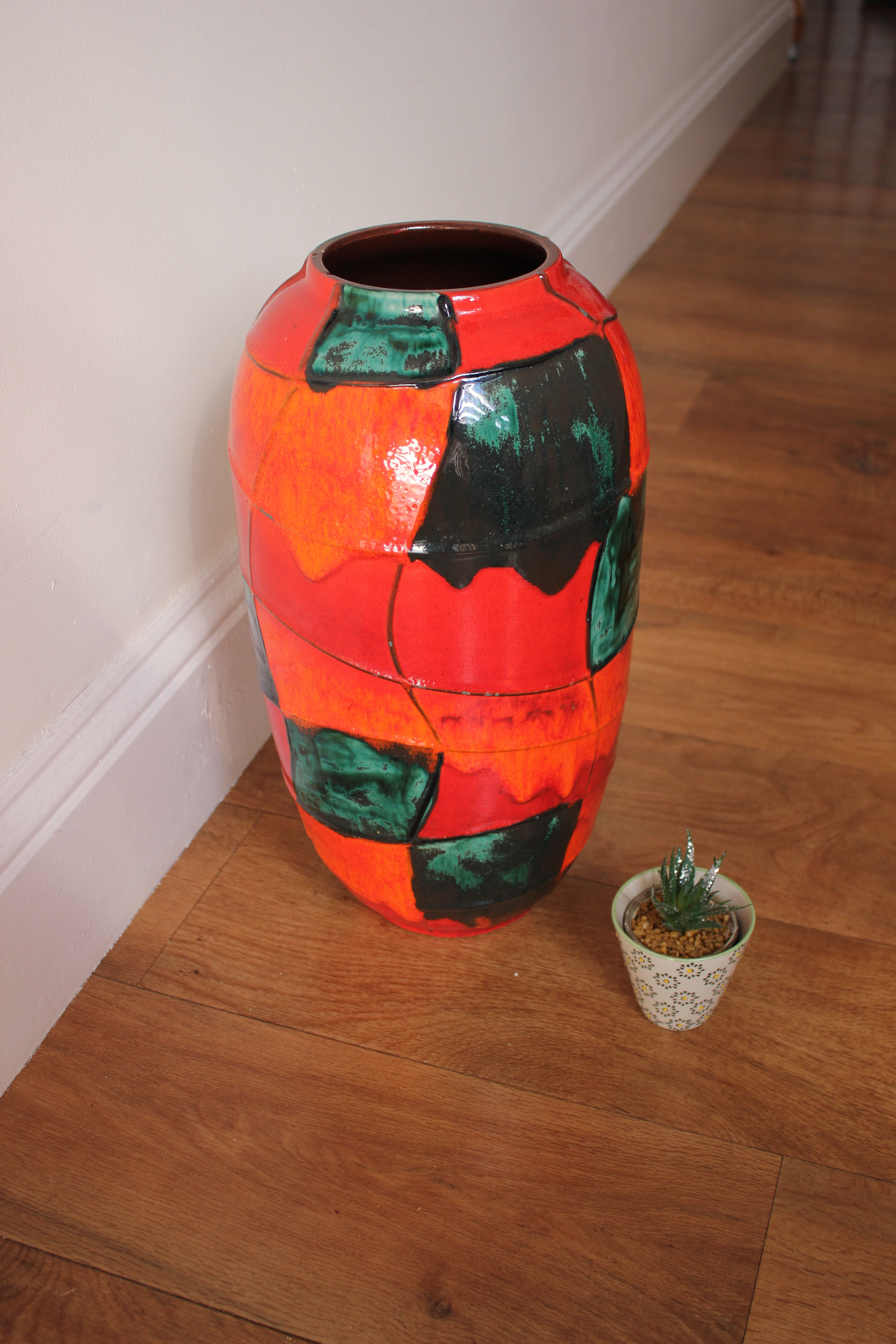 Large Pottery Fat Lava Multi Colour West German Floor Vase made by Scheurich