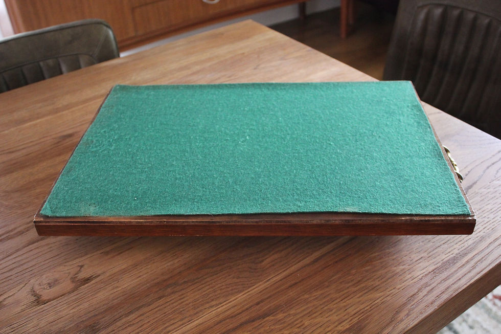 Thumbnail: Antique Victorian Wood and Ceramic Decorative Serving Tray
