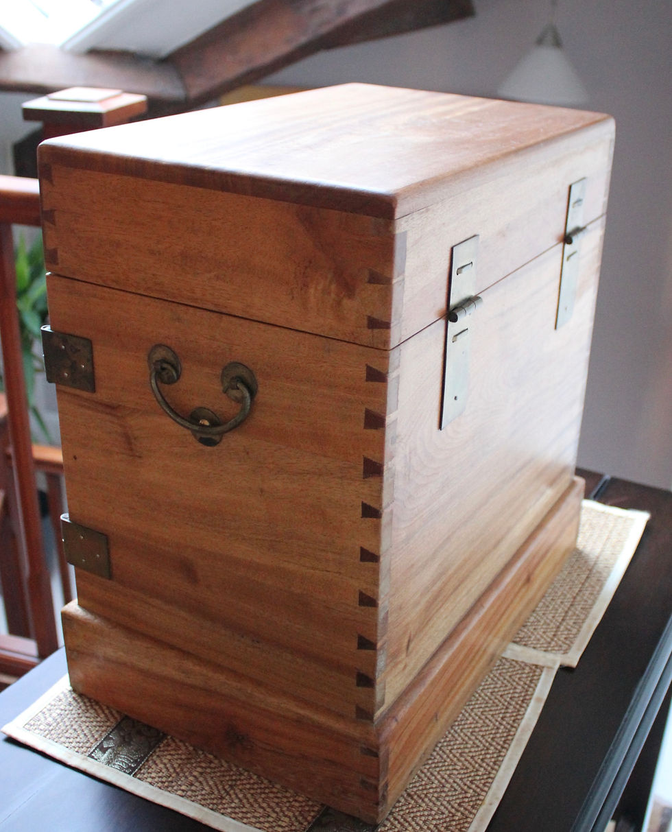 Thumbnail: Vintage Chinese Huanghuali Style Seal Table Top Chest/Jewellery/Sewing Box