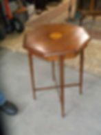 view of Octagonal Oak Stand with Sunburst Inlay on the top