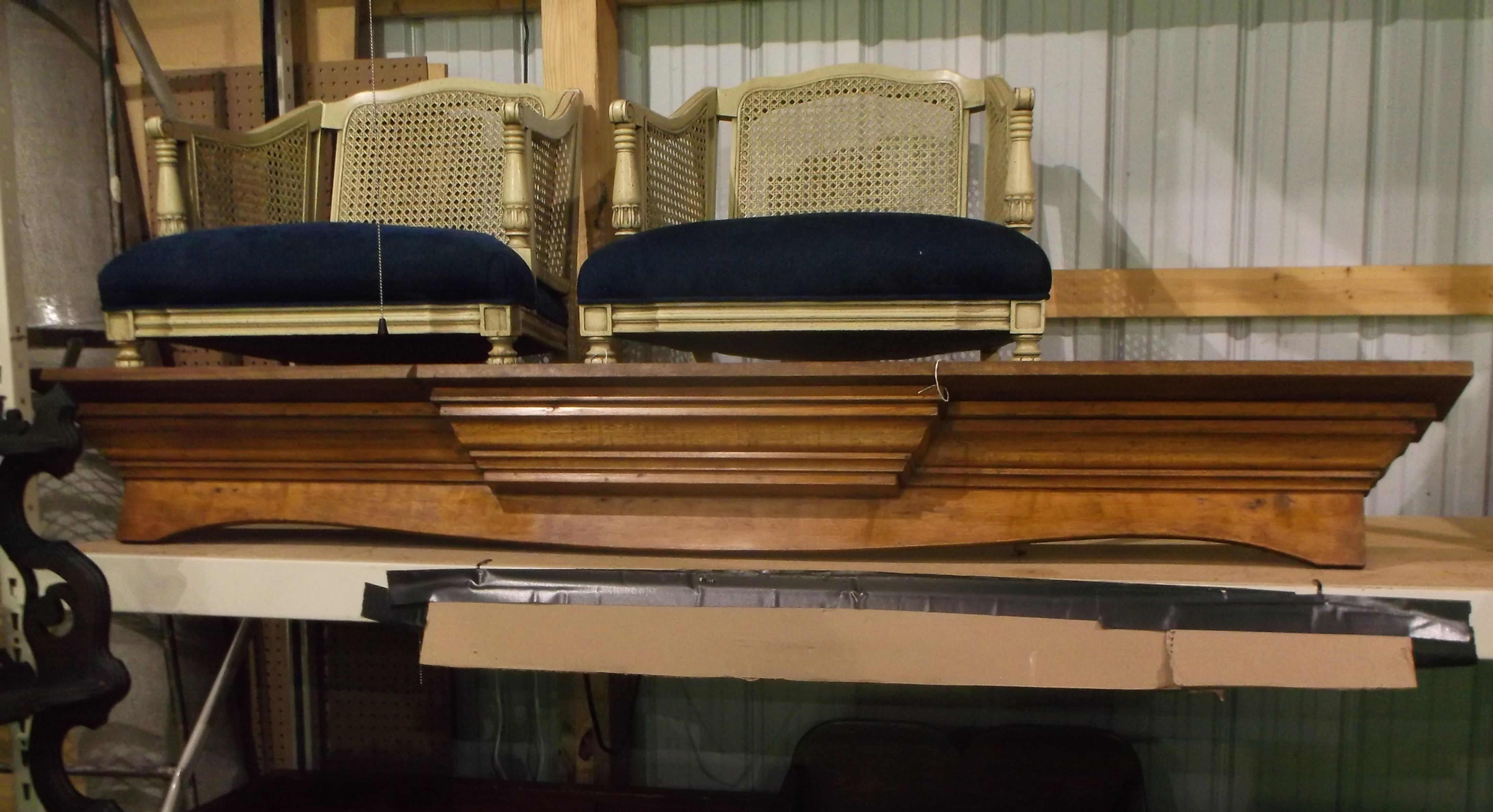 front view of a wooden fireplace mantle