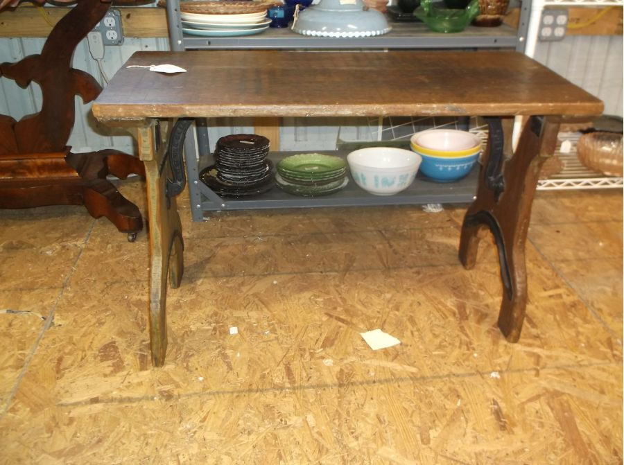 wooden table, side view