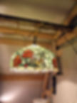 Tiffany style hanging lamp with rose stained glass