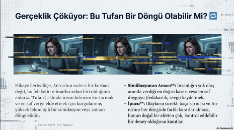 Flood movie theories: A high-tech time loop or simulation designed to save human consciousness.