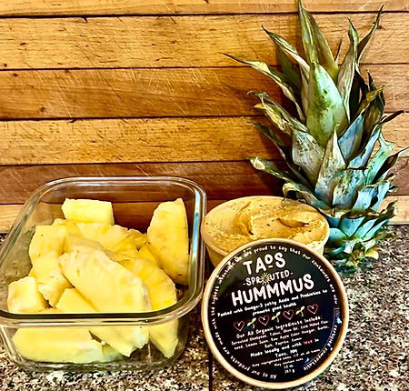 Pineapple and Taos Sprouted Hummus summer snack time deights