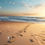 Thumbnail: Footprints leading along a beach shoreline at sunrise in the Right Place, Right Time 432Hz music video by Bonnie Vent
