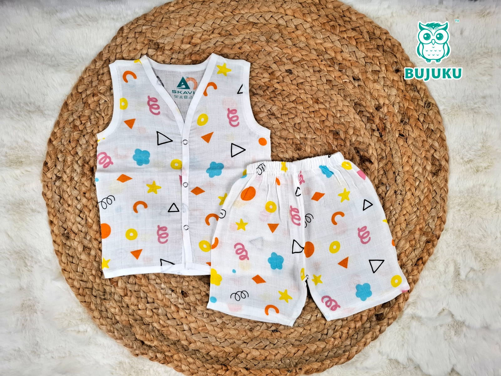 Muslin Sleeveless Jabla Co Ord Set / Jabla Shorts - 100% Cotton - Symbly