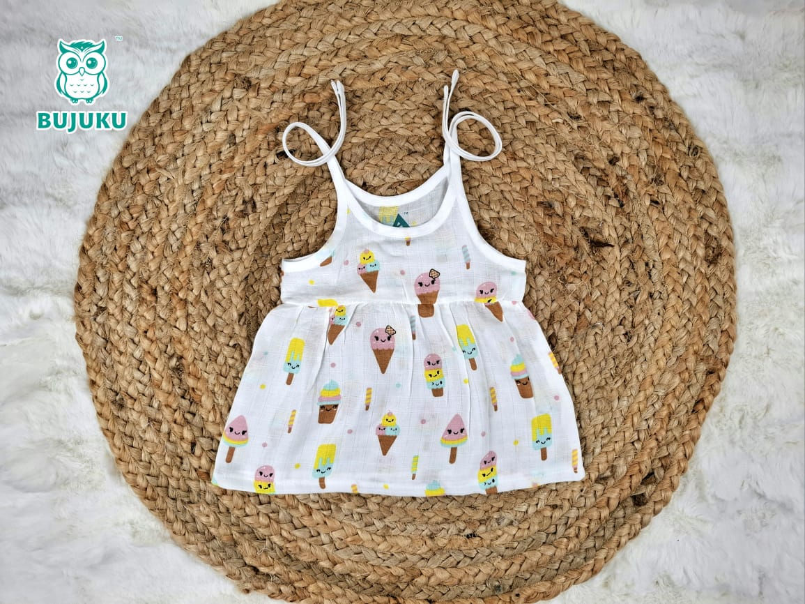 Muslin Knot Frock - Icy - 100% Cotton