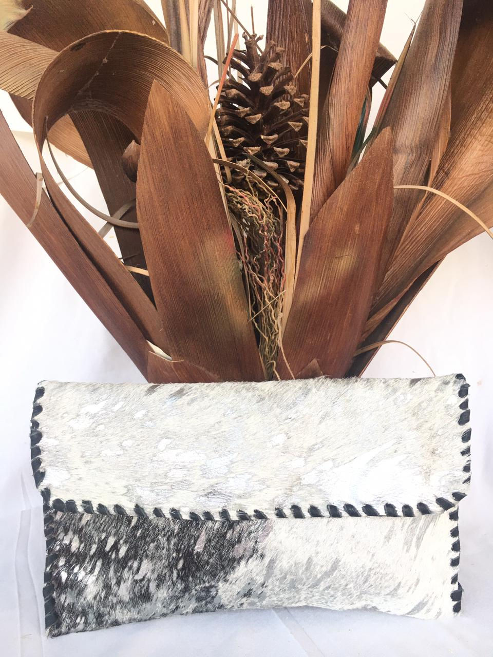 Hair on Hide Clutch - White