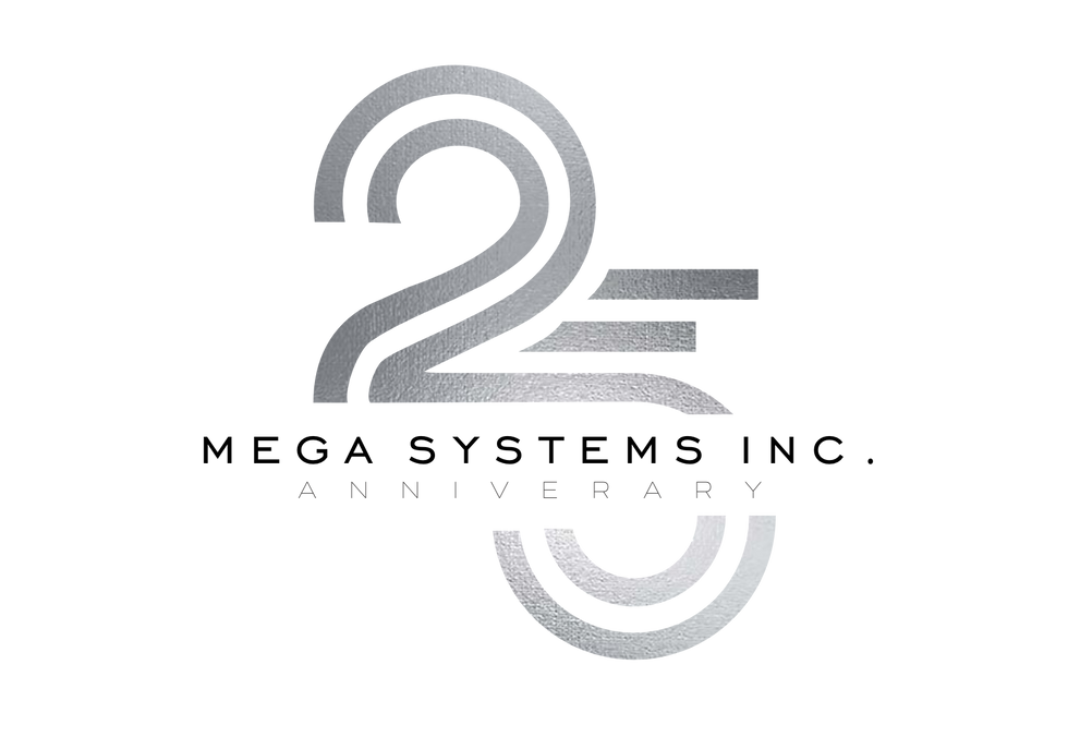 Logo _ PNG _ Black and gray _ Mega Systems 25 Years.png