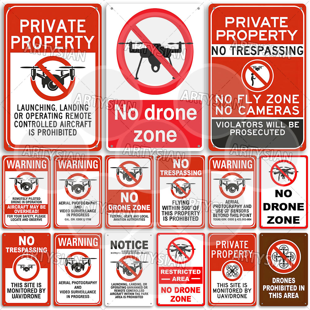 Drone no-fly Zone Warning Sign Prohibition of Drone Operation No Unauthorized En