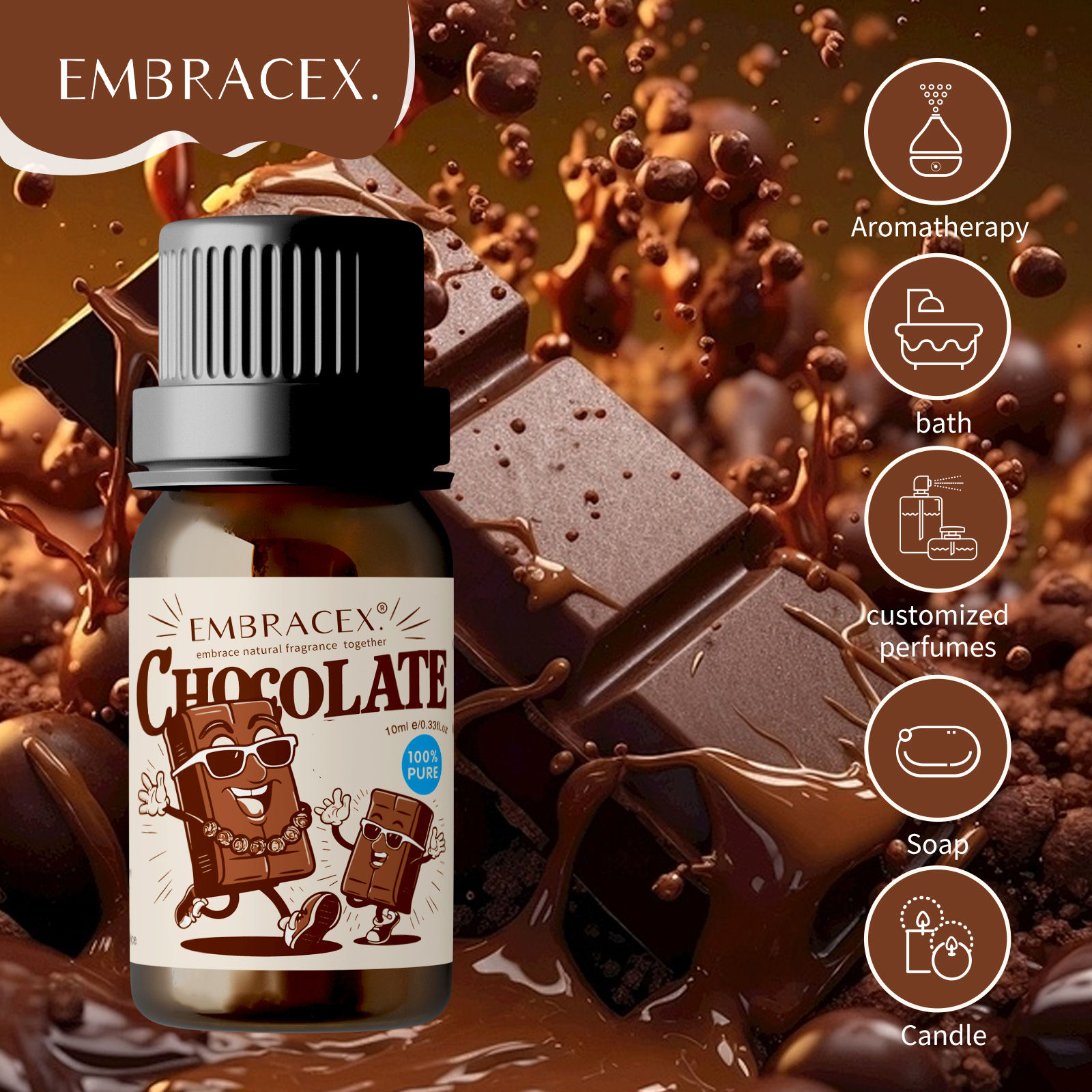10ml Essential Oils Chocolate Perfume Aromatherapy Oils Sweet Fragrance Chocolat