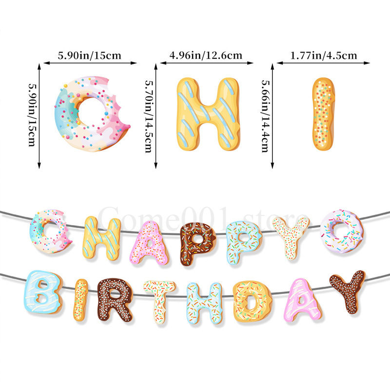 Thumbnail: Sweet Donut Happy Birthday Banners Birthday Party Decoration Baby Shower Photo P