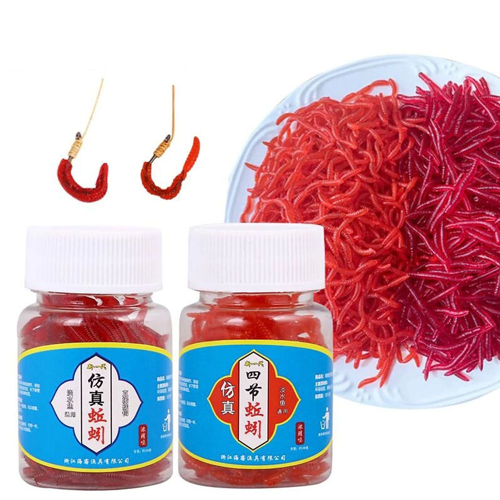 Thumbnail: 100pcs/Bottle Realistic Tackle Soft Lure Bass Bream Bloodworm Fishing Lure Earth