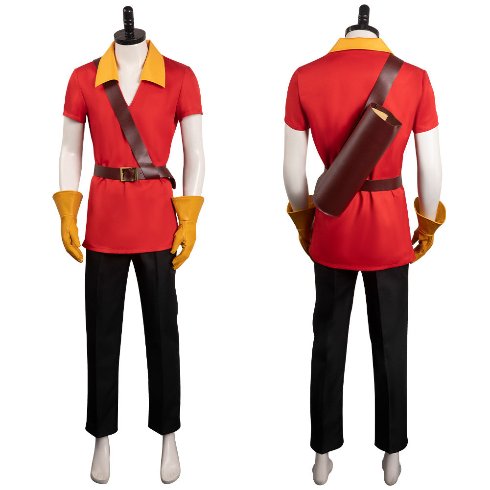 Gaston Cosplay Costume Shirt Top Pants Gloves Belt Full Outfits Boys Men Adult H