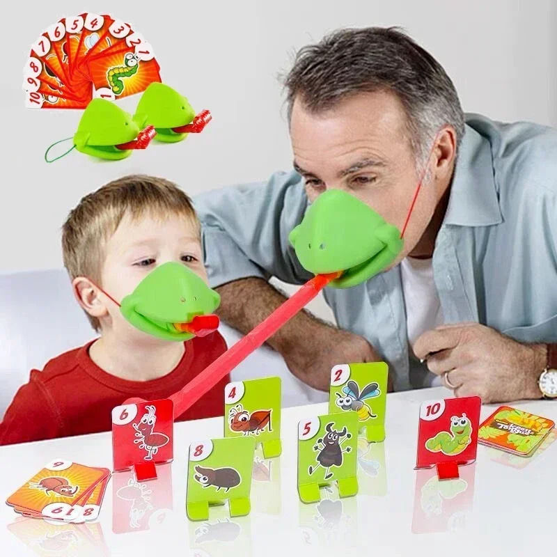 Board Games for Children Family Party Toys Frog Mask Wagging Tongue Lick Cards A