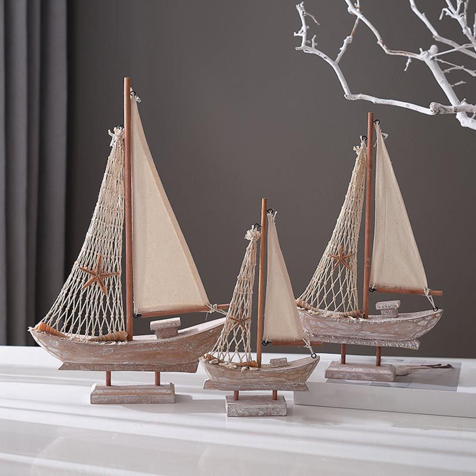 Wood Sail Boat Photo Props Nautical Theme Handmade Home Decor Mini Sailboat Mode