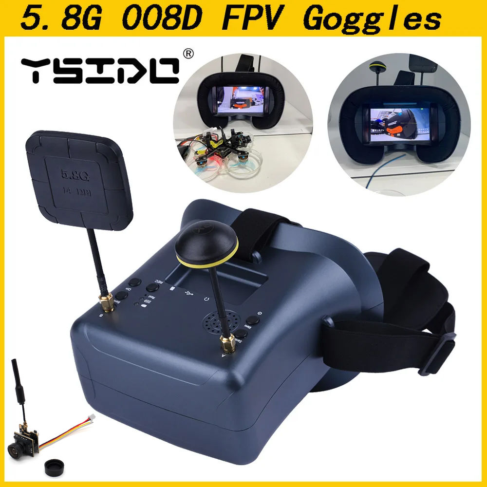 008D 5.8G 40CH 4.3 Inch 800*480 Video Headset HD DVR Diversity FPV Goggles With