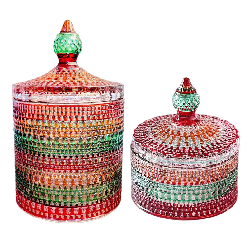 Holiday Sweets Container: Red and Green Glass Lid Candy Jar, Perfect Addition to