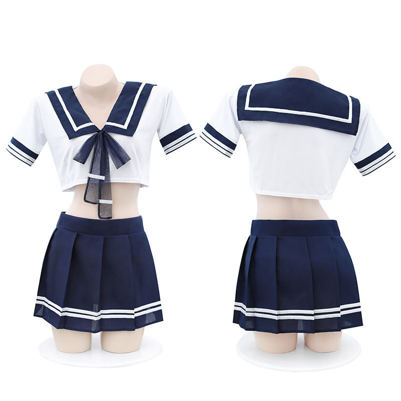 Thumbnail: Cosplay Lingerie Costume School Student Uniform Women Midriff-baring Tight Blous