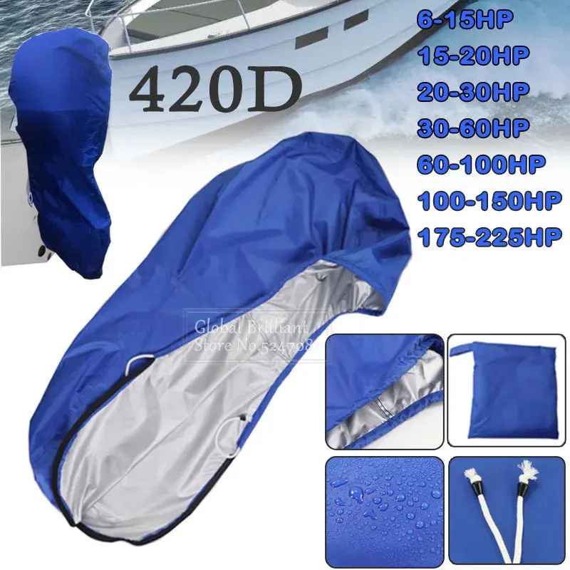 420D 6-225HP Boat Full Outboard Engine Cover Waterproof Sunshade Dust-proof Prot