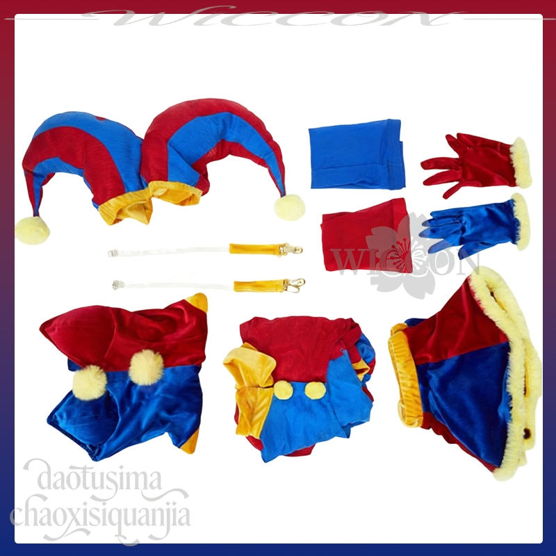 Halloween Christmas Activities Party Cosplay Clown Girl Red And Blue Bikini Mini