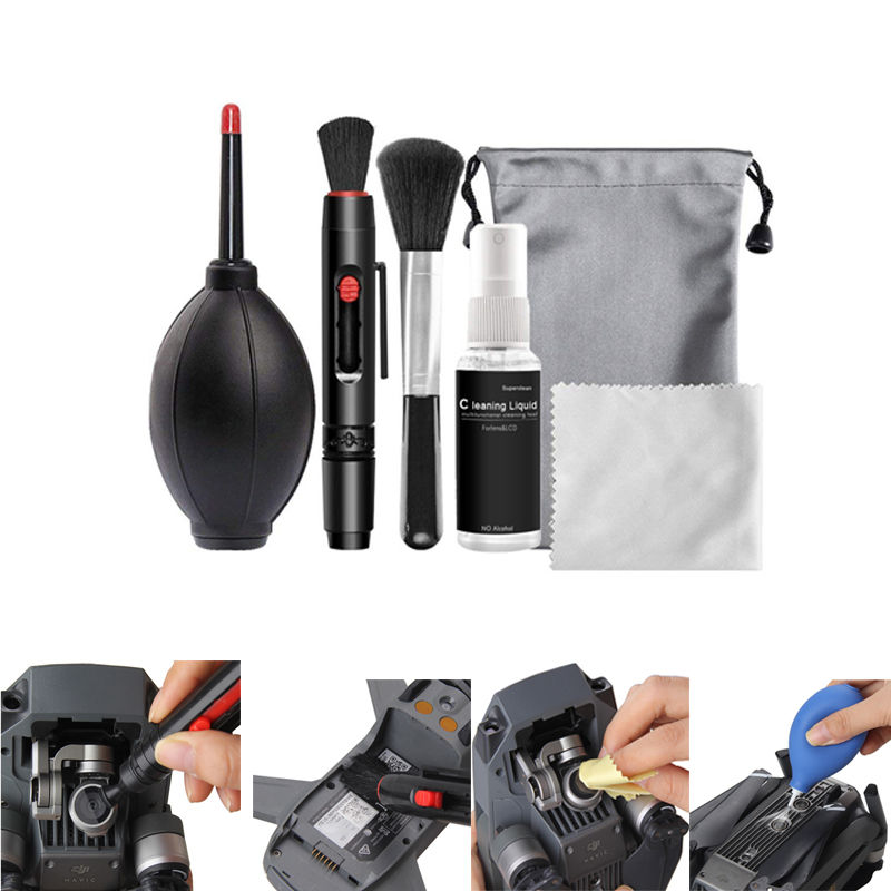 6in1 Drone Cleaning Kit Cloth Brush Air Blow Lens Gimbal Dust Removal Tool for D