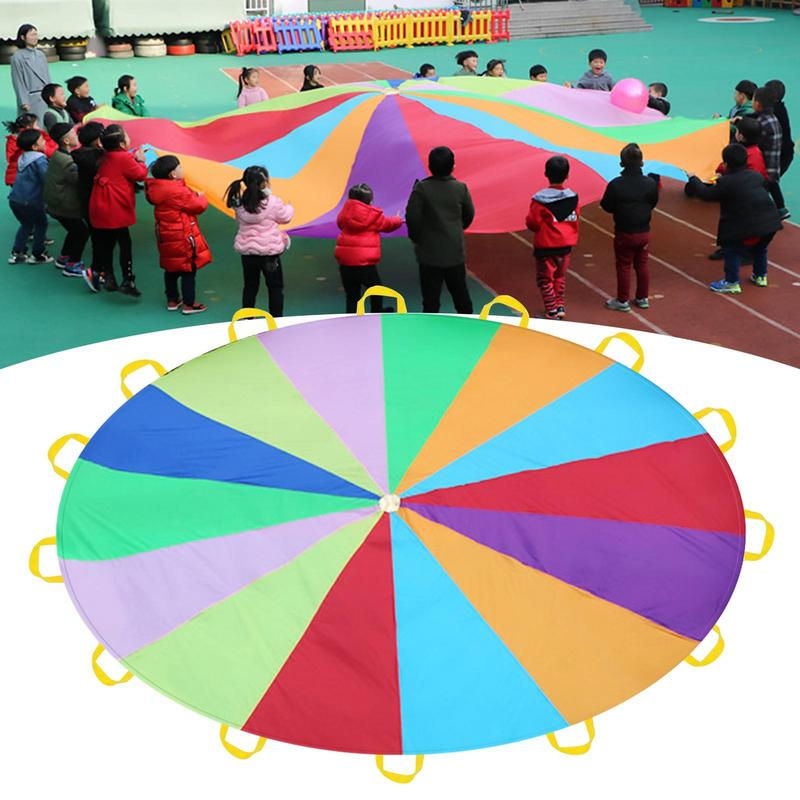 Dia 2-3m Child Kid Sports Development Outdoor Rainbow Umbrella Parachute Toy Jum