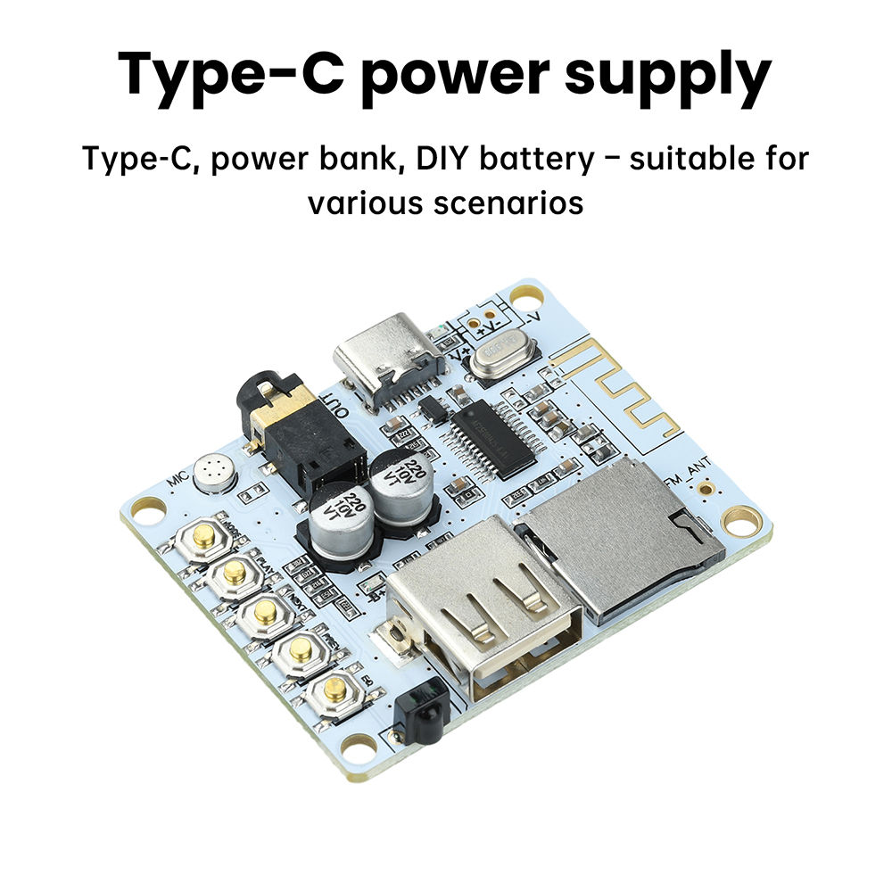 Bluetooth 5.4 Audio Receiver Board with USB/TF Playback Lossless Decoding AAC MP
