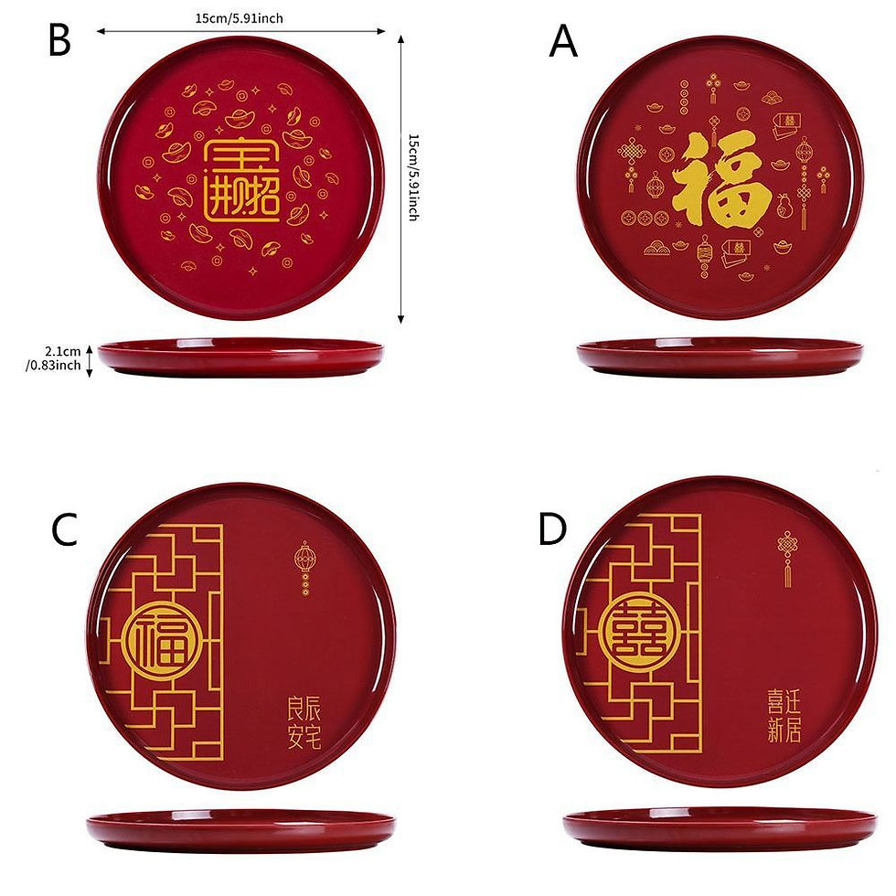 Thumbnail: Sweets Decor Red New Year Fruit Tray Large Capacity Smooth Candy Storage Box Exq