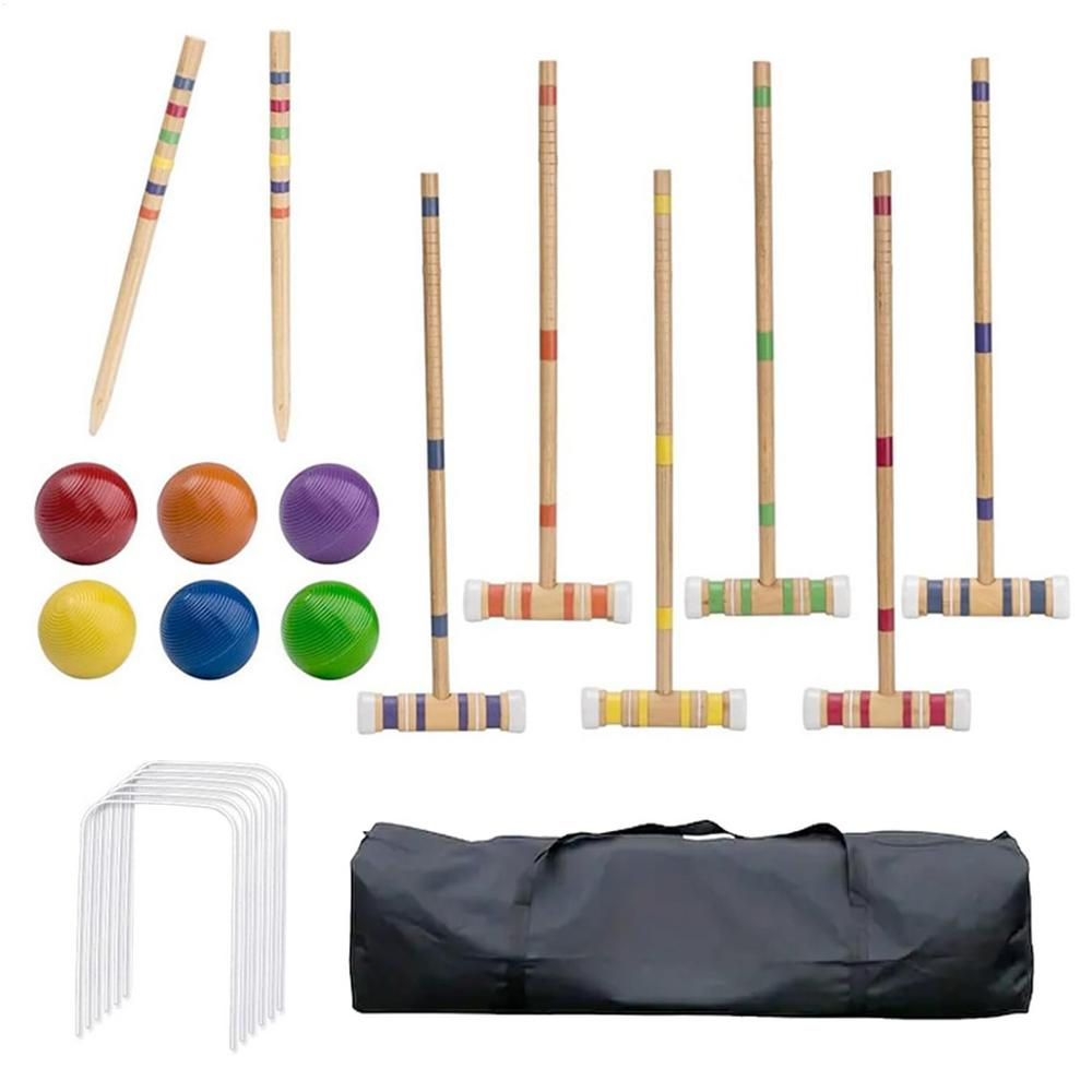Croquet Game Funny Ball Games With Balls And Carrying Bag Reusable Wooden Bowlin